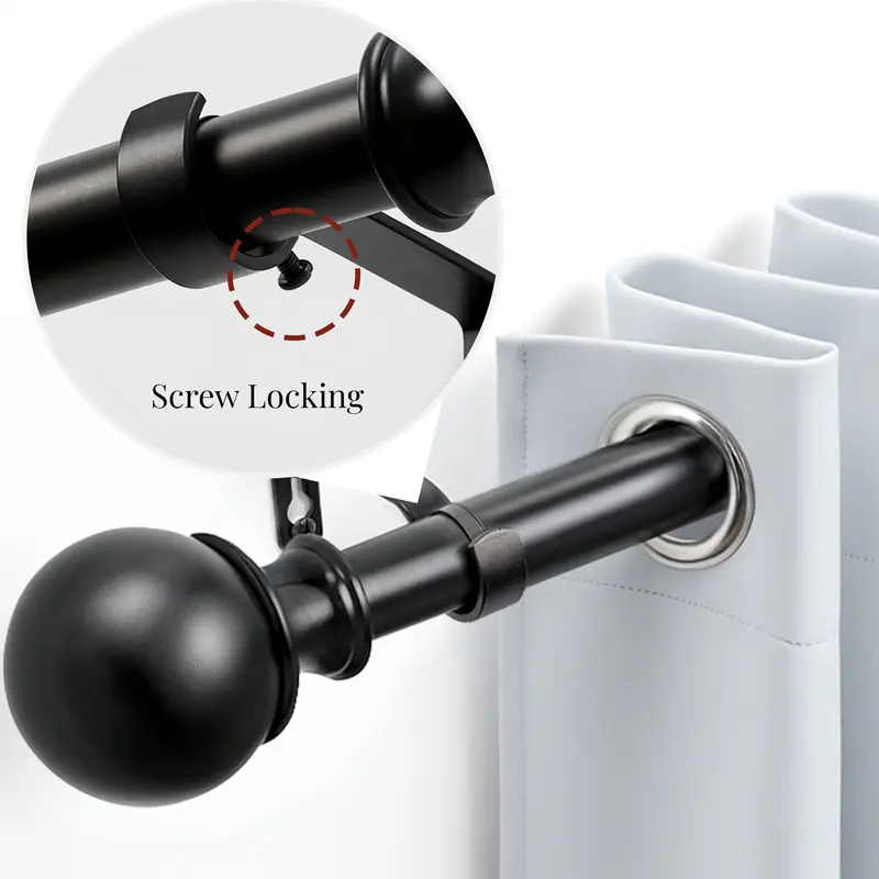 Changhong 60 Round Curtain Rod (22/25mm) with Hollow Plastic Ball Finials, Lightweight Durable Curtain Pole, Dorm Essential for Students, Home Decor Accessory