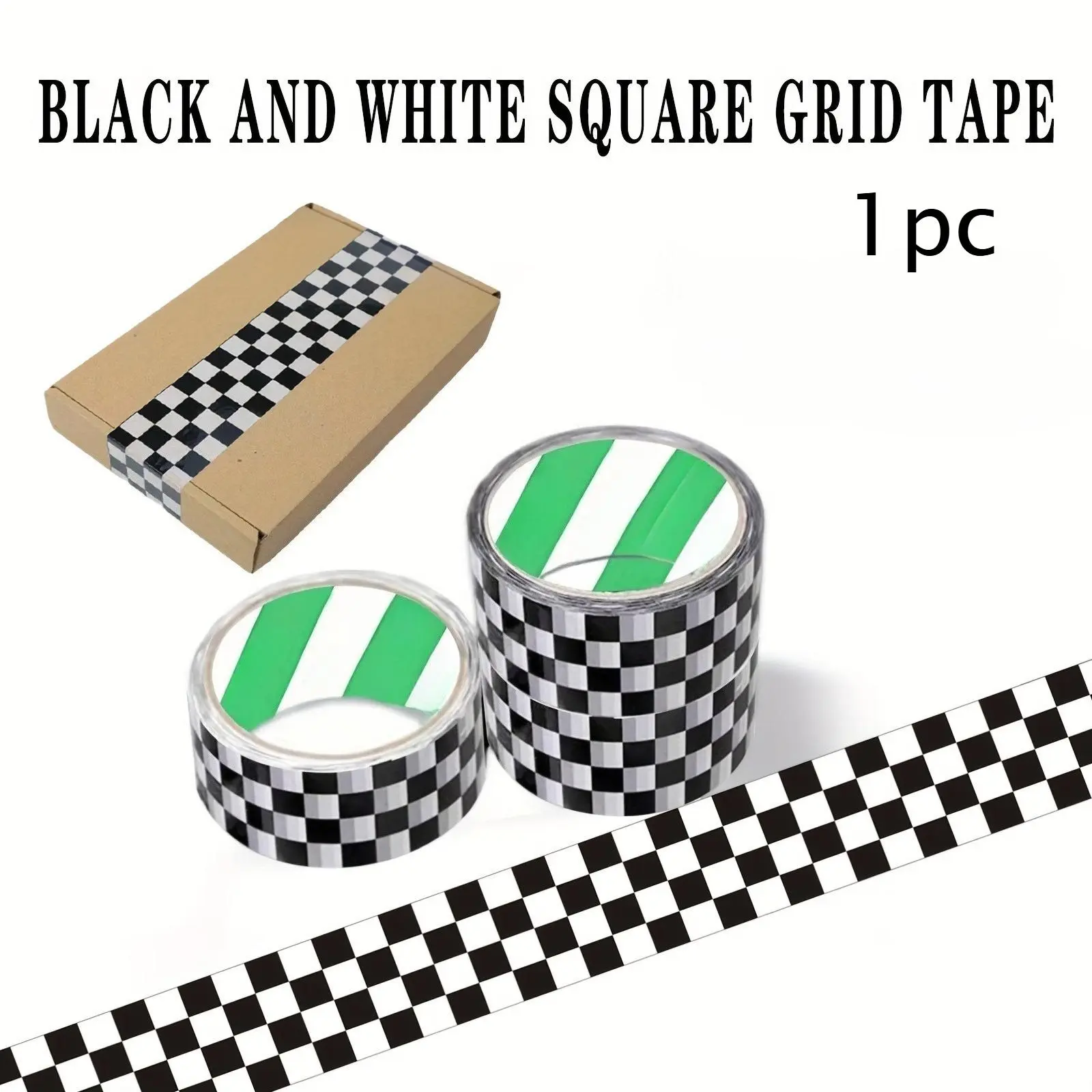 Black and White Checkered Shipping Tape, for Crafts, Packaging, Outdoor, Indoor Use