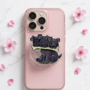 Cute Three Headed Dog Phone Grip | Mythical Cerberus Puppy PopSocket | Spooky Halloween Gift MagSafe Phone Holder