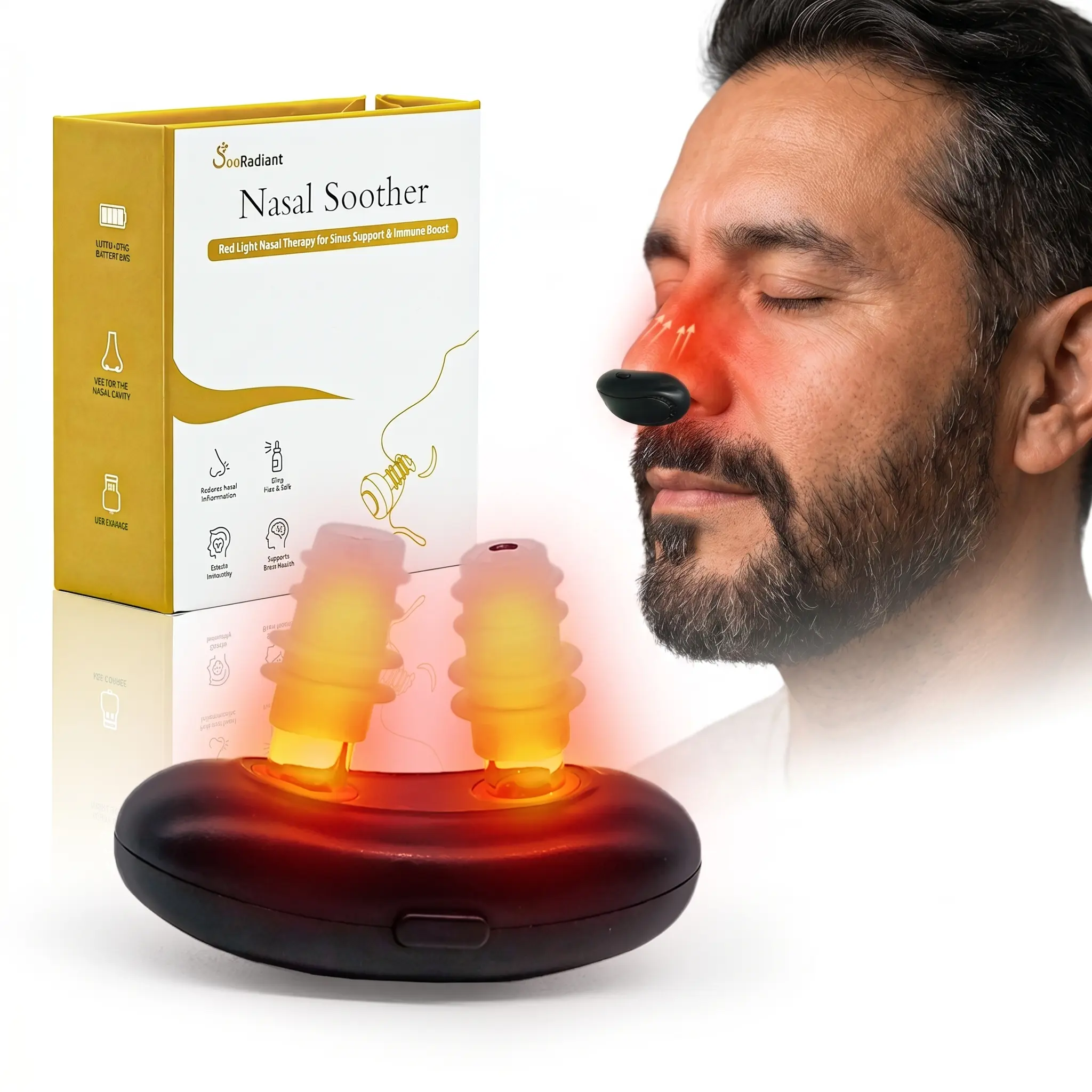 SooRadiant Upgraded Red Light Nasal Soother – For Dry Nose & Seasonal DisComfort – 650nm Red Light – USB Rechargeable-Gifts for Father