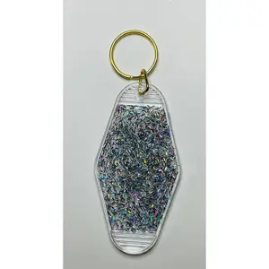 Silver Glitter Motel Keychain epoxy keychains