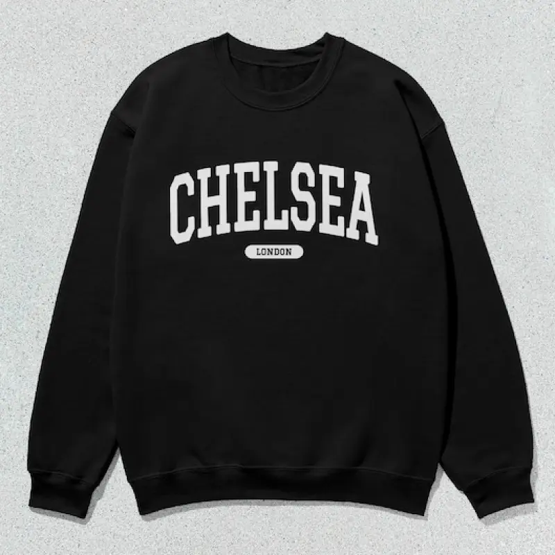 Men's Chelsea Collegiate Crewneck Sweatshirt - Unisex Casual Long Sleeve Pullover Round Neck Tops