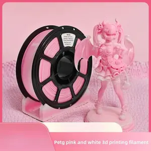 PETG 3D Printer Filament 1.75mm | Pink White Gradient | High-Gloss Semi-Transparent | No Clogging & Easy Printing | Compatible with FDM/AMS Printers