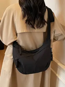 Women's Lightweight Dumpling Bag, Large Capacity Casual Crossbody Bag, Versatile Simple Elegant Commuter Bag, Adjustable Shoulder Strap