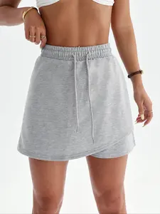 Summer Thin Women's Skirt Pants 2-In-1 Drawstring Shorts Casual Running Fake Two-Piece Sporty Comfortable Slimming Outdoor Tennis Skirt Pants Elastic Waist Skorts