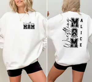 Custom Wrestling Mom Sweatshirt - Hoodie - Shirt, Proud Wrestling Mom Gift, Wrestler Mom Crewneck, Sports Mom Sweater, Game Day Wrestling Mom Top Womenswear