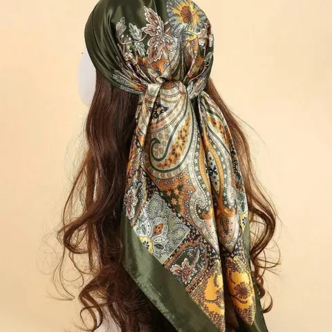 Women's Paisley Print Square Scarf, Boho Style Head Scarf for Women, Fashionable Hair Accessories for Daily Wear, Floral Print Scarf, Satin Hair Scarf