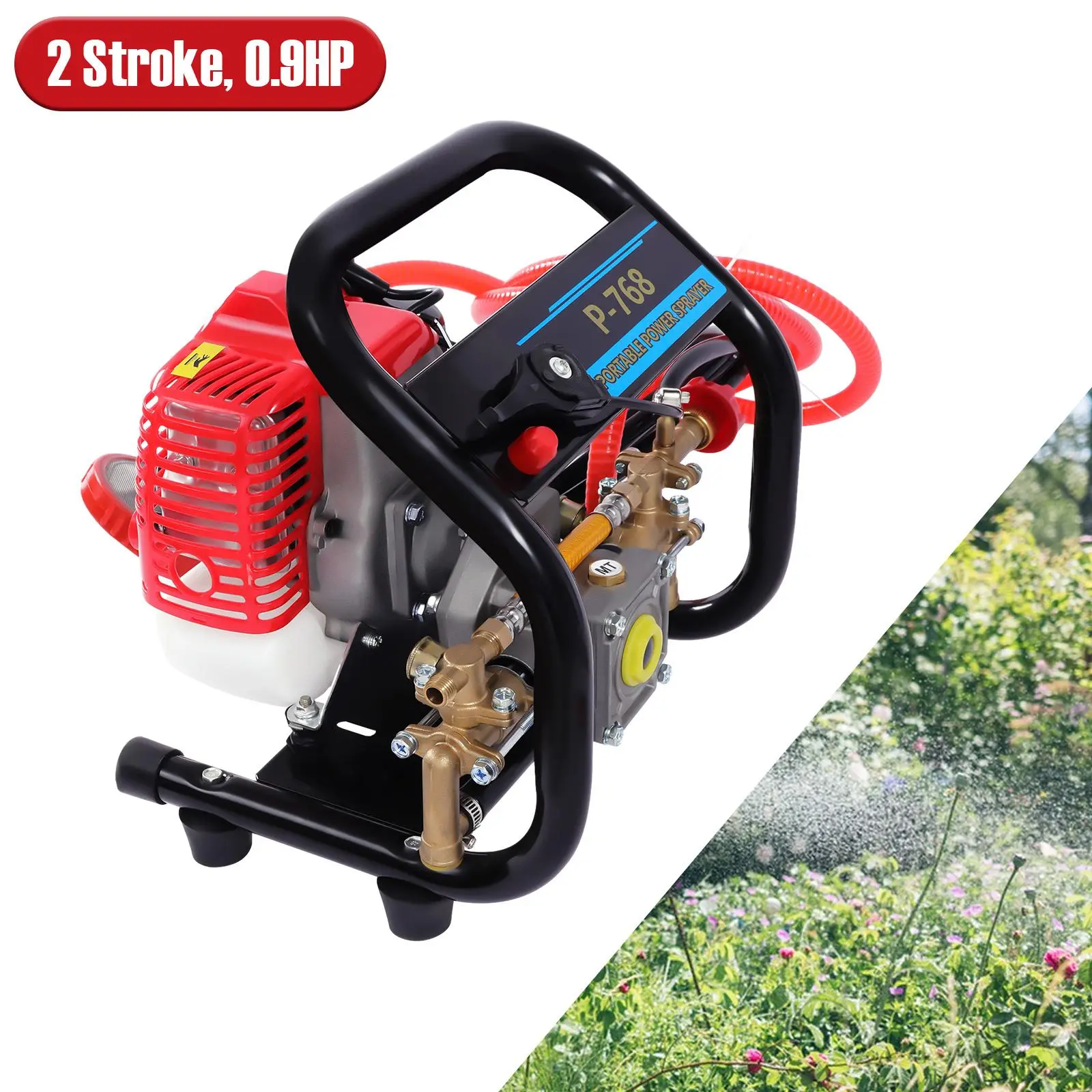 High Pressure TF-P768 Aluminium Steel Sprayer - 26cc 2-Stroke 0.9HP, for Outdoor Farm Pest Control, Field Spray, Agricultural Vehicles & Cleaning Vehicle Maintenance (No Battery, No Magnets)