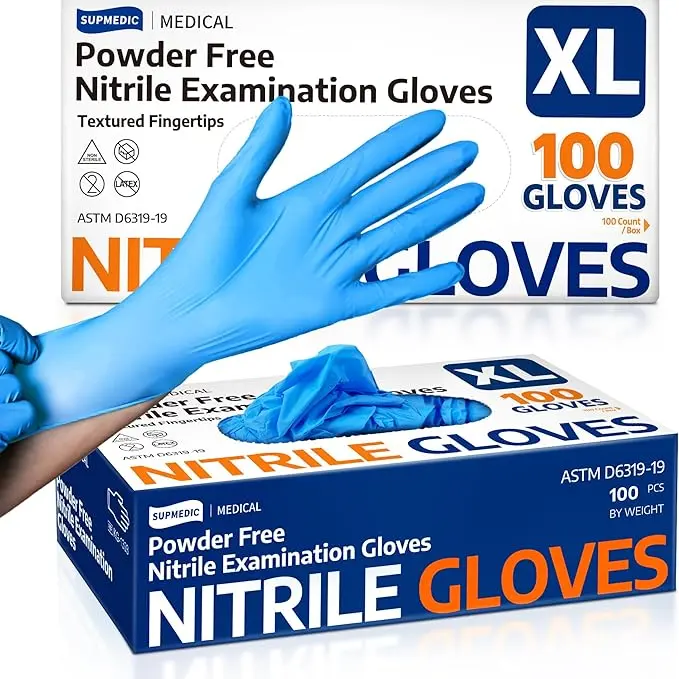 100pcs Ultra-Durable Disposable Nitrile Gloves - Latex-Free, Non-Slip Grip for Kitchen, Tattoos, PET Care & Cleaning - Allergy-Friendly Maxi Gloves beauty salon