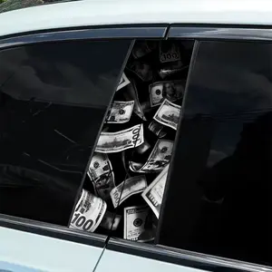 2 pieces of money pattern car sticker, easy to tear and easy to stick B-pillar protection decal, car B-pillar decal accessories, Decal For Cars