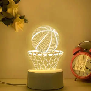 Acrylic Basketball Night Light, Warm Glow, Bedside Ambiance, Eye-Care, Perfect Gift for Basketball Lovers, Desk Decoration