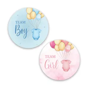 StickerJet Gender Reveal Labels, 2"x2" Self-Adhesive Vinyl Team Boy & Team Girl Stickers (40 Pcs, Bright Pink & Blue Designs), Office Stationery for Baby Showers, Party Games, Cups, Clean Removal Without Damaging Surfaces