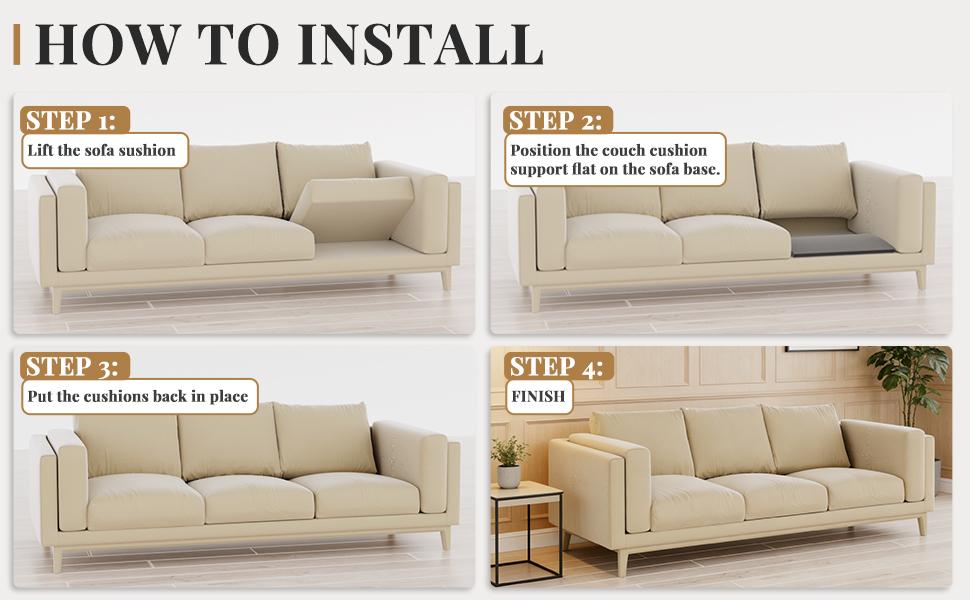 Couch Cushion Support for Sagging Seat, 22"x22"x2.4" 40D High Density Curved Foam Sofa Cushion Support, Under-Cushion Sag Repair,Grey Set of 3/2/1