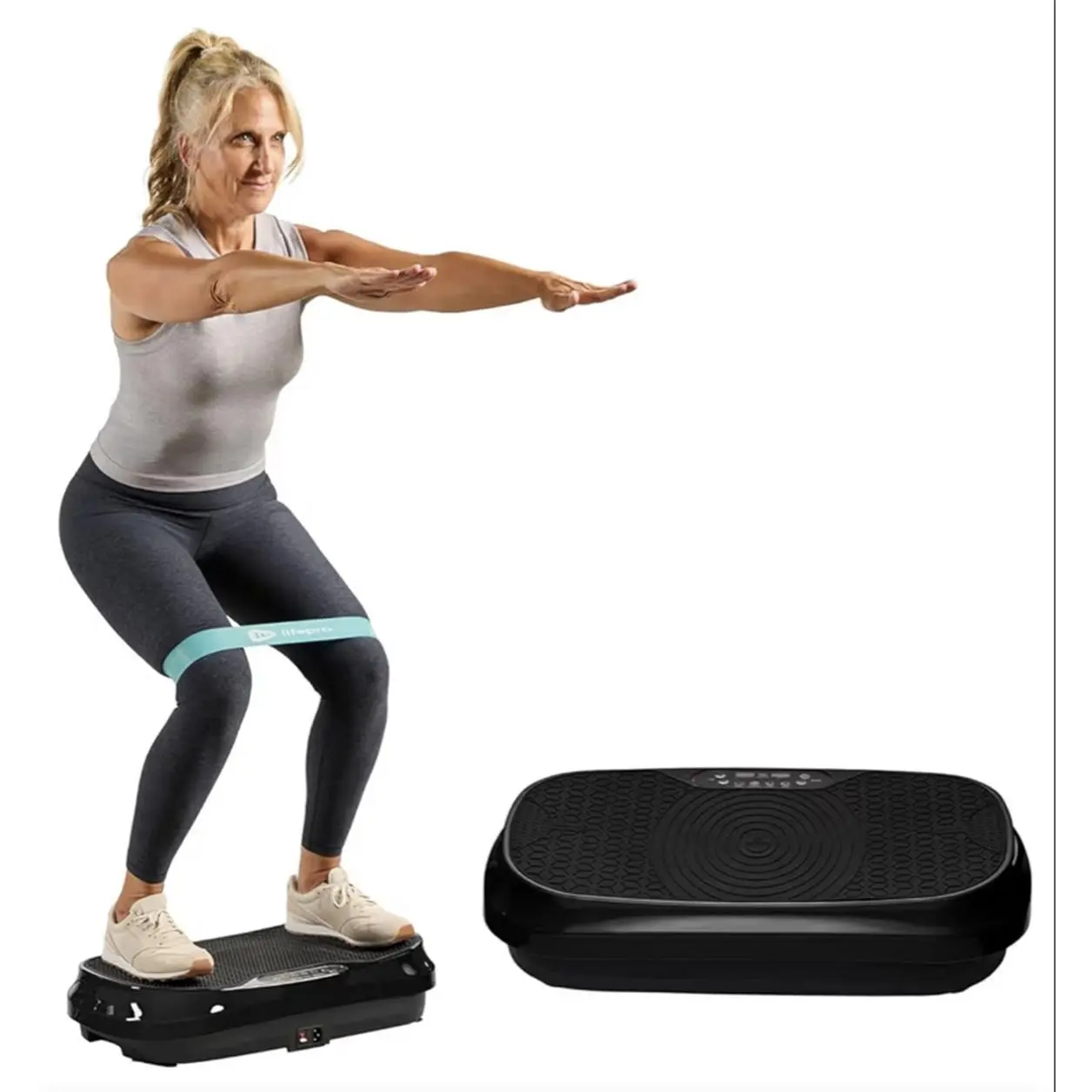 Lifepro Waver Mini Vibration Plate Exercise Machine with Remote & Bands Compact Whole Body Vibrating Plate for Lymphatic Drainage Muscle Toning 99 Speed Levels 10 Presets