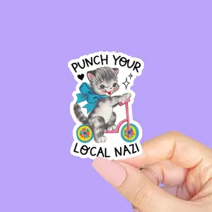 Punch your local nazi sticker, Anti-racist sticker, Antifascist sticker, Social justice sticker, Activist sticker, Laptop sticker
