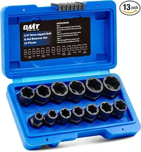 UPKOCH 13-Piece High-Grade Chrome-Molybdenum Steel Integrated Molded Nut Extractor Set - Bolt Nut Remover for Versatile Kitchen Utensil & Gadget Maintenance