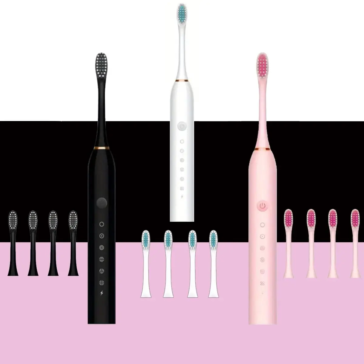 Professional Electric Toothbrush Kit with 6 Cleaning Modes, 1 Count Rechargeable Deep Cleaning Toothbrush with 4 Brush Heads, Electric Teeth Cleaner,