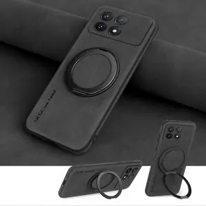 360° Spin Magnetic Stand for Xiaomi Poco F7pro/F7ultra/X7pro/X6pro/F6/M6pro/M5s/x5/C71/C65/C61/C50/C51/F5/F4/F3 Case, Luxury faux leather Case for X6pro Phone Case, Fit for MagSafe, with Kickstand Rotatable, Fit for car holder