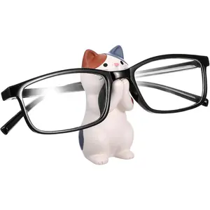 Glasses Holder for Desk, Cute Cat Glasses Holder Stand, Resin Cat Spectacle Display, Fun Optical Accessories for Office Nightstand Home Decor