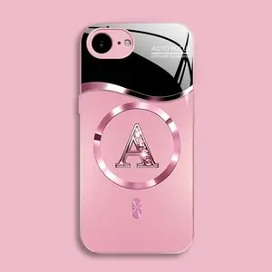 Suitable for [iPhone 16e] high-end MagSafe phone case🥰, Luxury Personal Initial Magnetic Case Viral Bling Diamond Letter Cover #SummerVibes 952