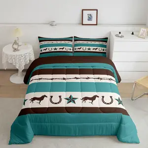 Western Bedding Sets,southwestern Horse Comforter Set for Kids Boys Teens Adult,Rustic Farmhouse Duvet Insert,Western Decor Vintage Quilt