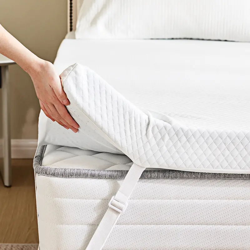 Sweetcrispy Cooling Gel Soft Memory Foam Mattress Topper - CertiPUR-US Certified, Bedding for Bedroom, Breathable, Easing Pressure Points, Ventilated Design, Removable Plush Machine Washable Cover, Extends Mattress Life, 48-72 Hours Expansion