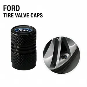 4PCS Tire Valve Stem Caps Black Aluminum Waterproof Dustproof, Fits Ford Cars & SUVs, Secure Anti-Leak Design Alloy