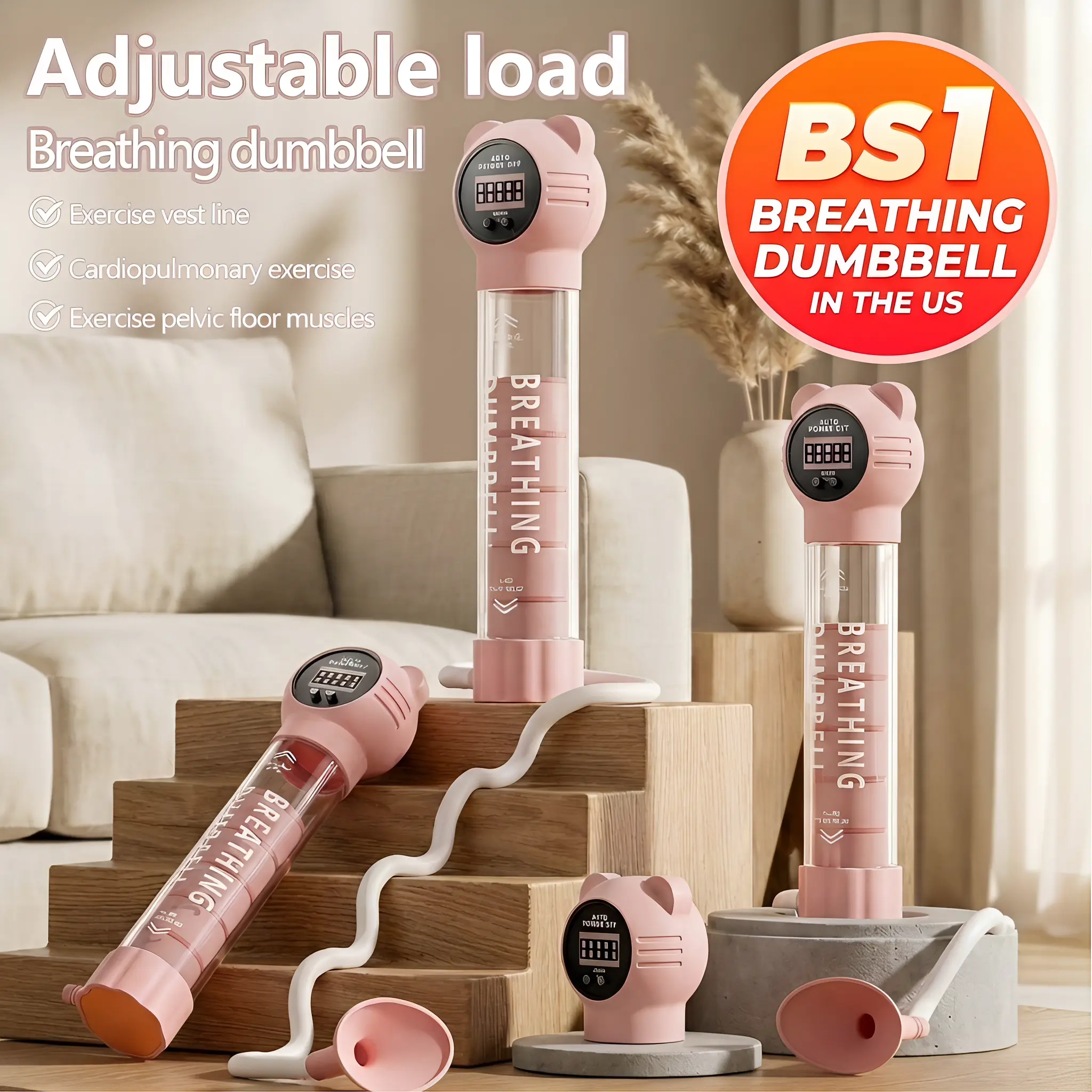 Portable Polymer Breathing Dumbbell Trainer - Adjustable Resistance Levels, Handheld Size, Secure Mouthpiece Grip for Athletes, Respiratory Work, Gym Use to Reduce Fatigue, Outdoors