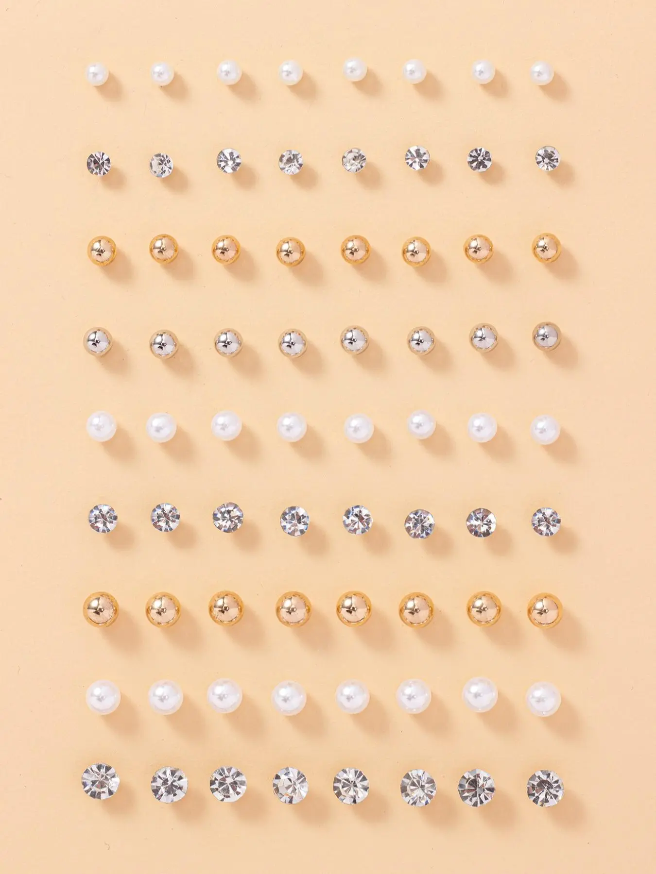 36 Pairs Faux Pearl & Rhinestone Decorated Stud Earrings, Simple Earrings For Women & Girls, Jewelry For Party, Daily Clothing Decor