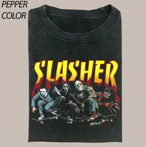 Slasher Graphic T-shirt, Funny Meme Horror Movie characters Shirts, Unisex Scream Movie Shirt Menswear Womenswear Streetwear