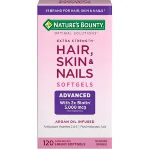 Nature's Bounty Optimal Solutions Advanced Hair, Skin and Nail Biotin & Vitamins A, C, & E, Women's Multivitamin, Softgels, 120 Ct