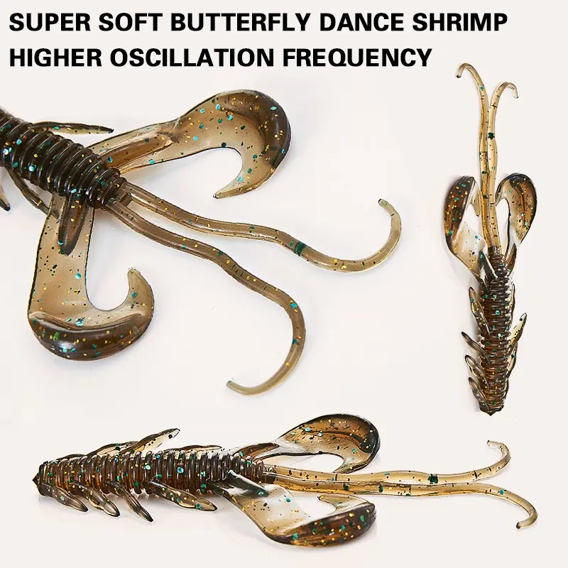 10pcs Floating Tpe Soft Bait 10cm 3.7g Swimbait Topwater Lure, Artificial Fishing Lure, Silicone Shrimp Lures, Lifelike Crayfish Lures for Fishing Accessories, Ideal for Catching Fish, Fishing Equipment, Fishing Gear Supplies