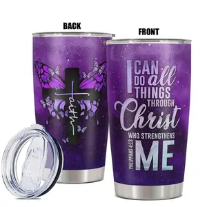 20oz, 1pc Gift, Stainless Steel Cup, Leakproof Insulated Tumbler, Insulated and Durable, Purple starry sky background, Gifts for Gift for christian, Any Occasion: Birthdays, Holidays, or Special Moments for Family, Friends, or Coworkers