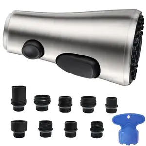 Pull Down Kitchen Faucet Head Replacement, Kitchen Faucet Spray Head Replacement, Universal Faucet Sprayer Head, 3 Function High Pressure Spray, Fits Moen Delta Kohler American Standard, Brushed Nickel Kitchen Sink Sprayer, Easy Install Faucet Head