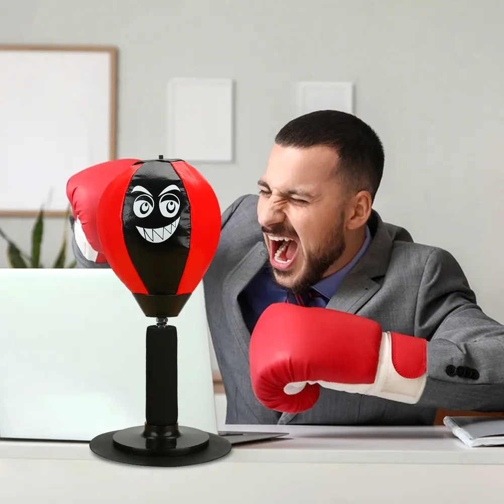 Punching Ball De Bureau Ventouse - Rouge - Anti-stress Enfant Et Adulte