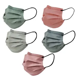 50 Pack Assorted Colors Disposable Face Mask Non Woven Mask with Ear Loop 3 Ply