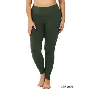 SALE $5 ONLY! PLUS Microfiber Full Length Leggings, Army Green