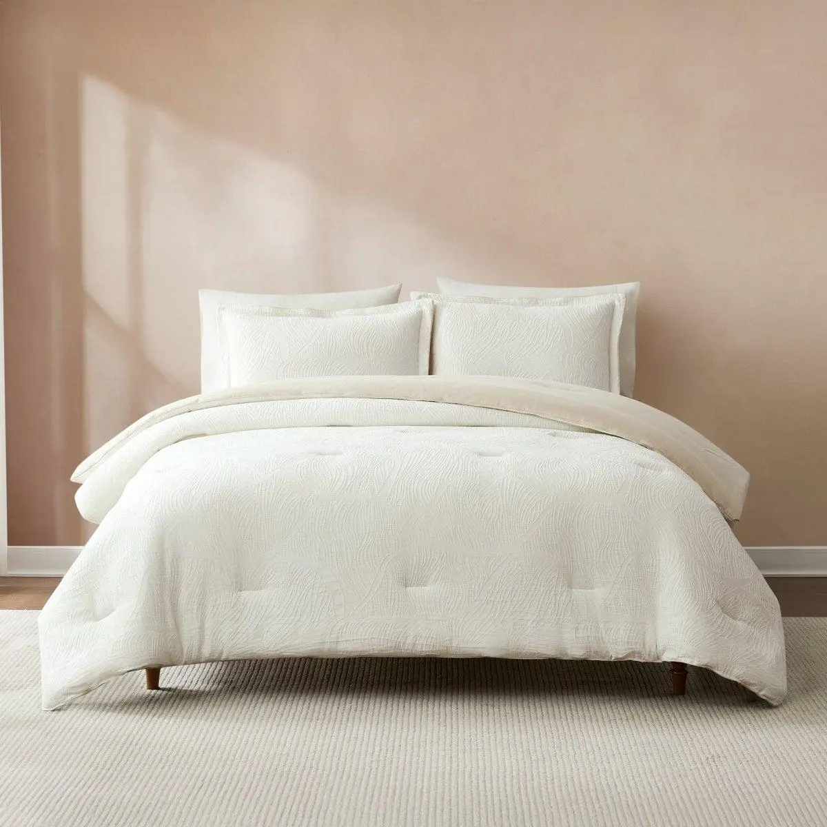 Lush Decor x Chuks Collins Capstone Whisper Comforter Set - 3-Piece Cotton Blend Bedding with Jacquard Design & Medium-Weight Fill for Cozy Warmth