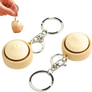 2 Pack Dumpling Fidget Keychain, Cute Sensory Clicker Toys Mini Fidget Toys Set For Anxiety Stress Relief, Portable Squeeze Toy For Adults, Office Desk Stress Reducer, Travel Calming Gadget, for Focus Relaxation, Creative Car Keyring Accessories