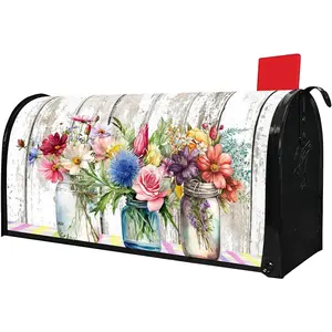 Spring Floral Mailbox Covers  Standard Size 21" X 18" Summer Floral Butterflies Welcome Mailbox Wraps  Letter Box Cover for Garden Yard  Decor Outdoor Decorations (Spring, 21" x 18")