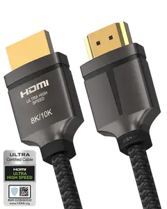 TESMAX 8K HDMI Cable 48Gbps for Gaming, Certified Ultra High Speed Braided Cable, Zinc-alloy Shell 8K60Hz 4K120Hz HDCP 2.2 2.3 Dynamic HDR HDR10 eARC