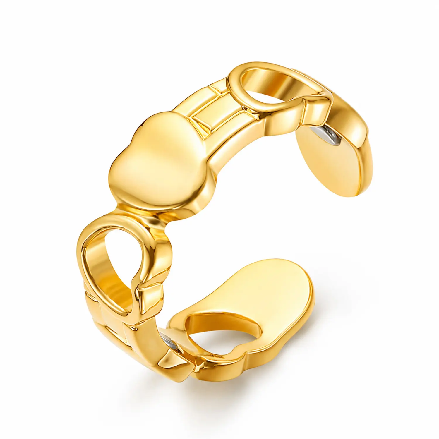 Unisex Adjustable Open Couple Rings, Hollow Heart Shaped Magnetic Ring Set, Trendy Matching Jewelry for Lovers, Stylish Daily Accessory, Sweet Gift for Couples