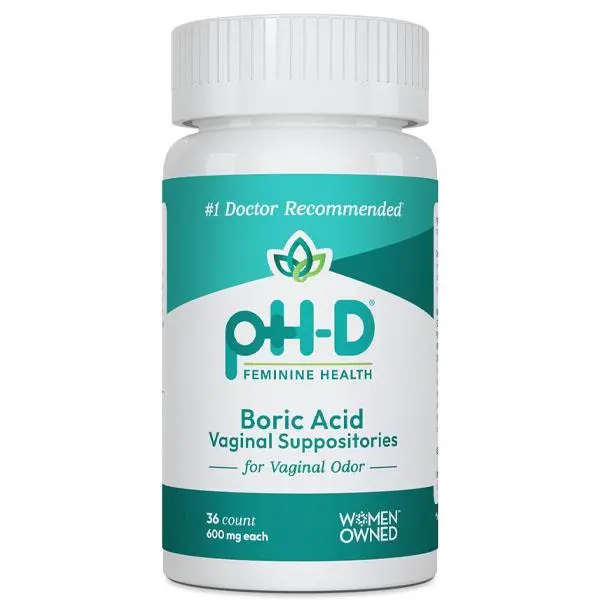NEW 2026!!! pH-D Feminine Health Support - 600 mg Boric Acid Suppositories - Woman Owned - for Vaginal Odor Use - 36 Count