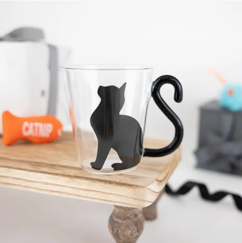 Black Cat Glass Mug