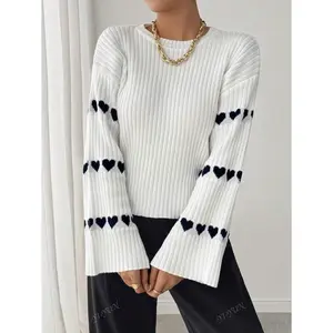 Women Chic Bell Sleeve Knit Pullover Fabric Fit