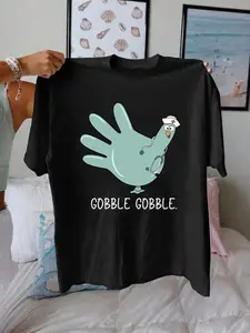 [Funny Turkey Nurse T-Shirt] Funny Turkey Nurse Print T-Shirt, Casual And Stylish, Funny T-Shirt, Round Neck Short Sleeve 100% T-Shirt Ultra-Soft, S-XXXL, Breathable for Running
