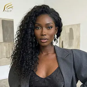 【20“= $69】IFLY 13x4 Deep Wave Lace Front Wigs 200% Density 12A   Wig Pre Plucked Deep Curly Wigs   for Women Natural Black Deep Wave Wig hair human
