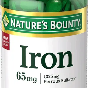 Iron 65mg, 325 mg Ferrous Sulfate, Cellular Energy Support, Promotes Normal Red Blood Cell Production, 100 Tablets