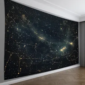 Glam Style Star Map Tapestry, Polyester Constellation Wall Hanging, No Feathers, Electricity-Free, for Living Room, Bedroom, Office, Party Decor, Ideal Creative Gift