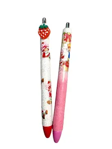 Strawberry Shortcake Pen Glittery 80s Cartoon Design Unique Nostalgic Writing Tool for Fans with Sparkling Finish and Charming Characters